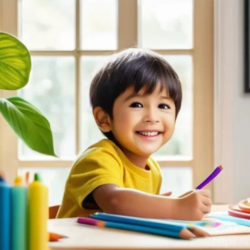 Home 27 아이들이 배우는 미술 - **Prompt 1: Whimsical Childhood Creation**
A vibrant, medium shot of a diverse 6-year-old child,...