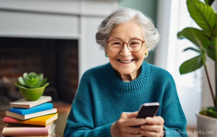 시니어 웰빙 활동 - **Prompt:** A vibrant, close-up portrait of an elderly woman, around 70 years old, with kind eyes an...