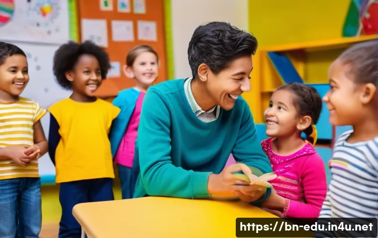 어린이 발표 훈련 - A heartwarming scene capturing a diverse group of children, aged 5-7, wearing colorful, comfortable ...